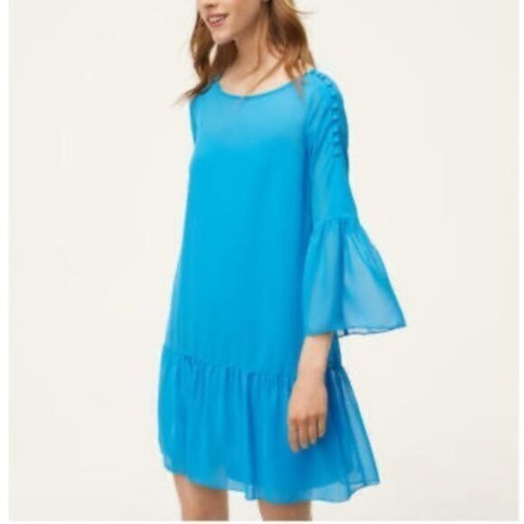NWT Bright Blue Drop Waist Bell Sleeve LOFT - Picture 1 of 5